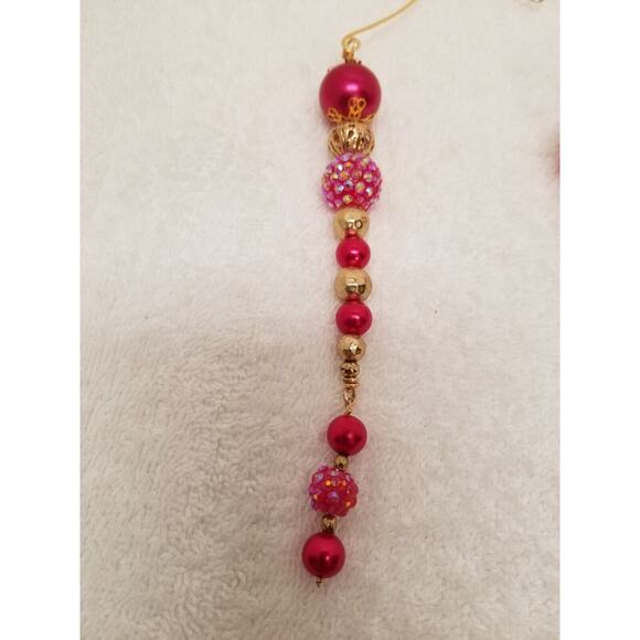 Four hot pink and silver Christmas icicle ornament c3 - Picture 3 of 13